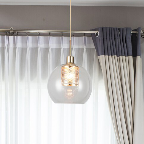 Modernistyczna LAMPA wisząca PHILANA 6495 ażurowa ZWIS kula ball złoty przezroczysty OUTLET