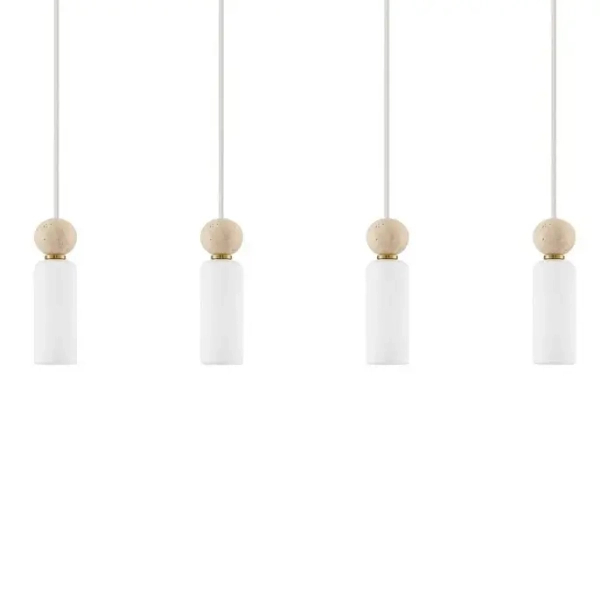 Szklana lampa wisząca do salonu CORVIZO LE45275 nad stół biała złota