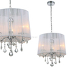 LAMPA wisząca CORNELIA MDM-2572/3 W Italux glamour OPRAWA abażurowa ZWIS z kryształkami organza mgiełka biała