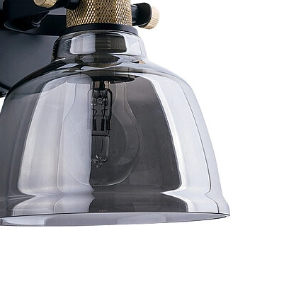 Industrialny kinkiet szklany Amalfi 9154 przydymiony do sypialni