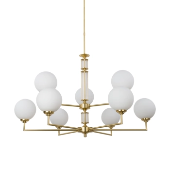 Szklany żyrandol kulisty Artu Glass ART-ZW-9 (ZM) G mosiądz satyna