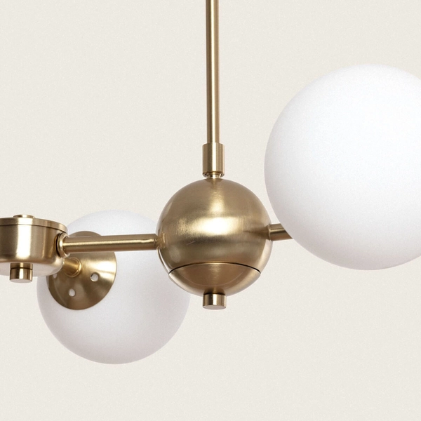 Szklana lampa wisząca Gambino ABR-ZWZL-10XE27 Abruzzo molekuły biały złoty