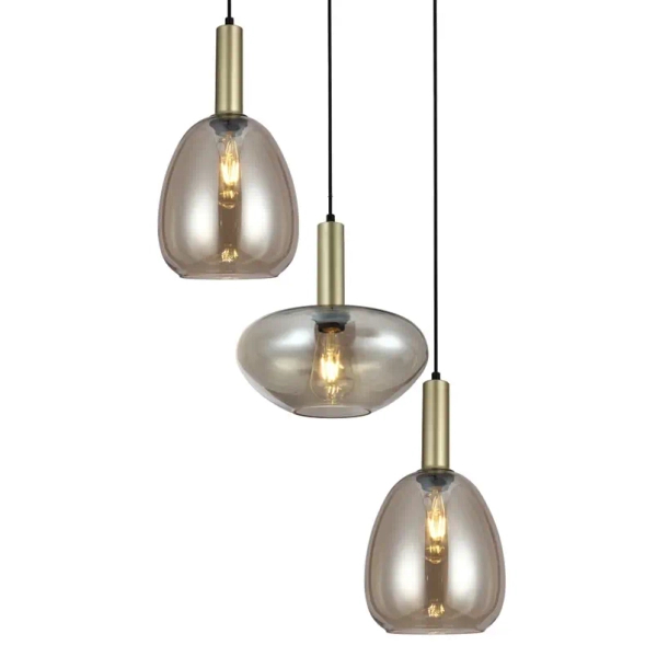 Szklana lampa wisząca Gater PND-23541-3-GD-CH do salonu nad stół złota