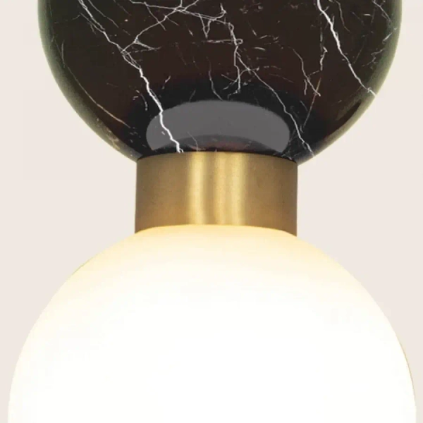 Marmurowa wisząca lampa 23241 kula biała mosiądz czarny