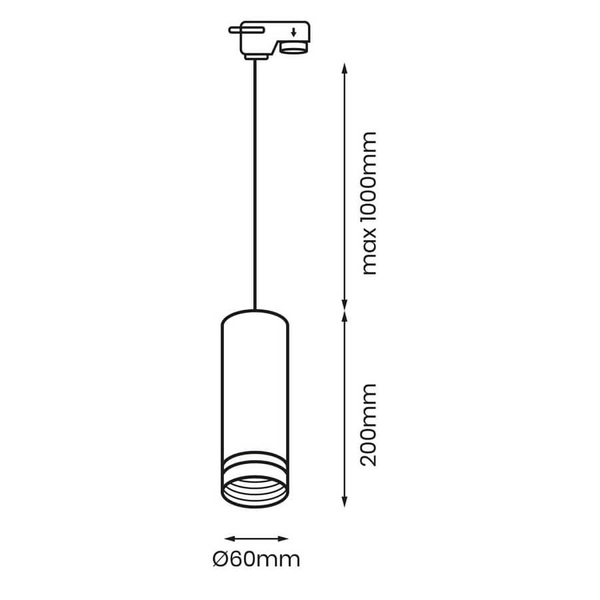 Podłużna lampa wisząca jednoobwodowa Pipe ML7673 metalowa tuba czarna