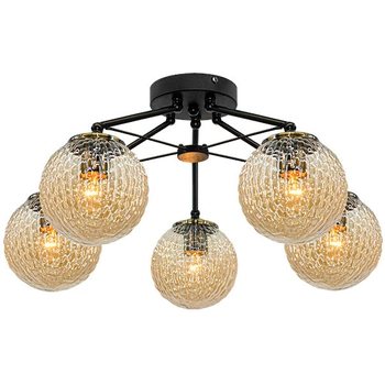 Modernistyczna LAMPA sufitowa Rosa 2100/5 BLACK Elem szklana OPRAWA loftowa balls czarna