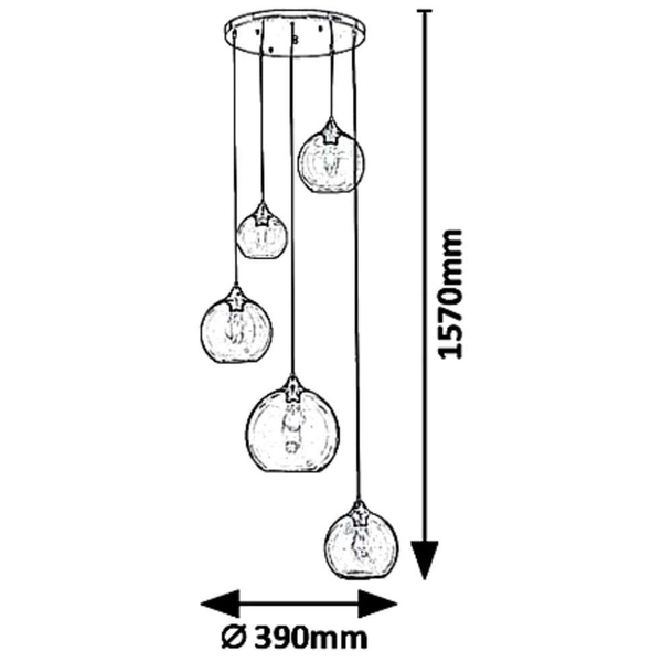 Wisząca LAMPA skandynawska TANESHA 6440 Rabalux loftowa OPRAWA szklany ZWIS kaskada kule balls metaliczna czarna