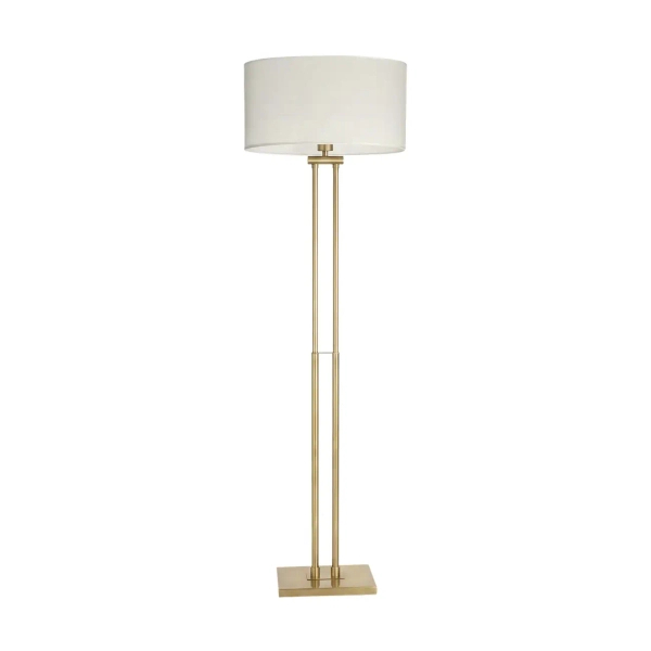 Lampa stojąca art deco ATHENS z kloszem mosiężna metalowa 1xE27 do salonu F01767BR-WH