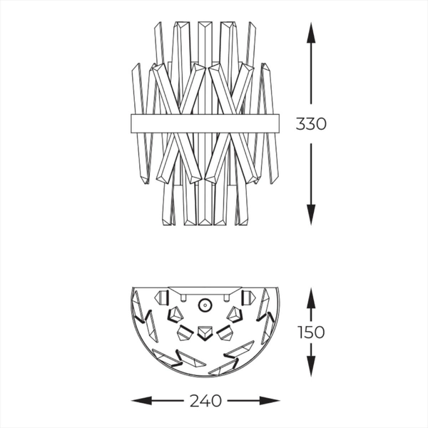 Ścienny kinkiet Constantinople W0567-02D-B57G Zumaline złoty przezroczysty