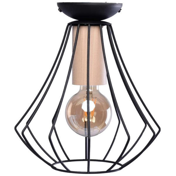 Druciana LAMPA sufitowa WILL MLP4189 Milagro natynkowa OPRAWA plafon metalowa klatka drewno czarna