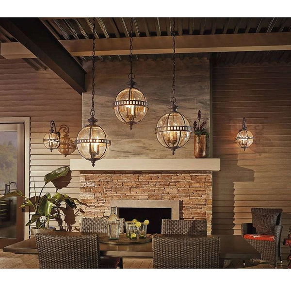 Zewnętrzna LAMPA wisząca Halleron KL-HALLERON-8M Elstead KICHLER metalowa OPRAWA wiktoriański ZWIS kula ball IP44 czarna przezroczysta