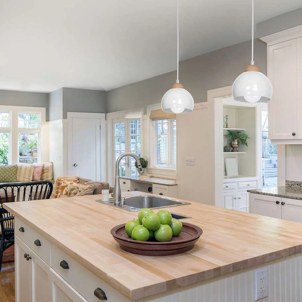 LAMPA wisząca DAMA MLP6440 Milagro skandynawska OPRAWA metalowy ZWIS kopuła drewno biała