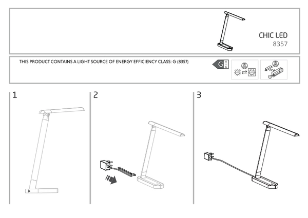 Stojąca LAMPA biurkowa CHIC 8357 Nowodvorski metalowa LAMPKA stołowa LED 7,5 W 4000K czarna srebrna