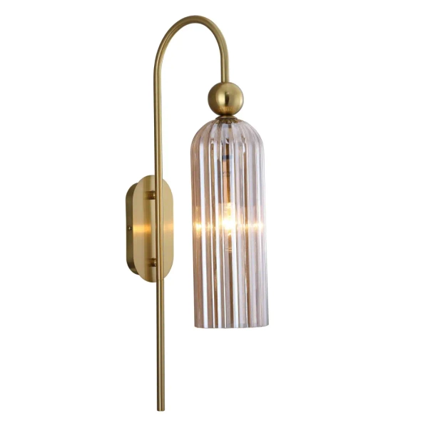 Bursztynowy kinkiet Piega podłużna szklana lampa nad lustro