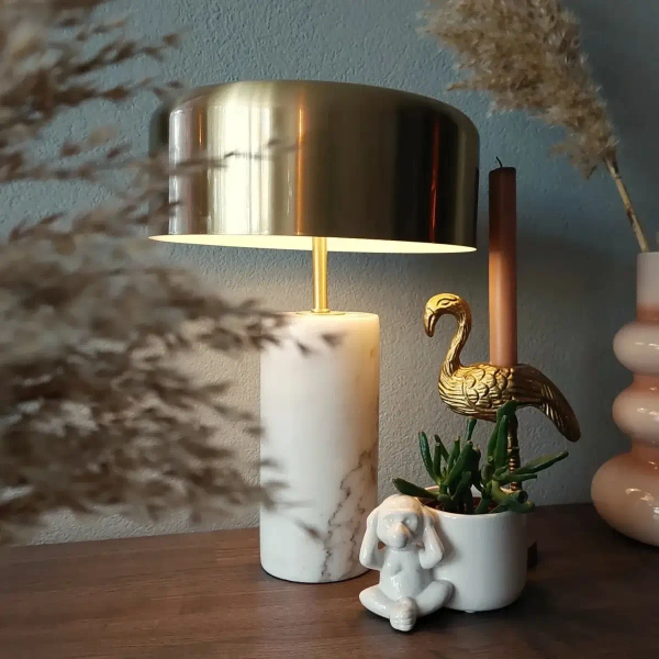 Stołowa lampka MIRASOL 34540/03/31 Lucide marmurowa biały złoty