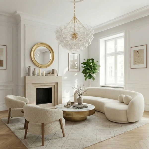 Lampa wisząca molekułowa COMO złoty mat metalowa szklana 13xG9 do jadalni P13569AM