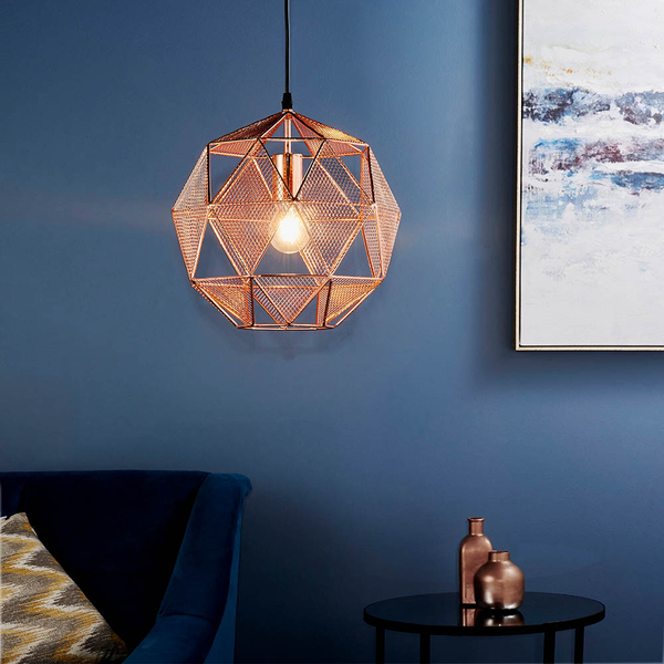 Wisząca lampa metalowa Armour 72815 do salonu ażurowa miedziana