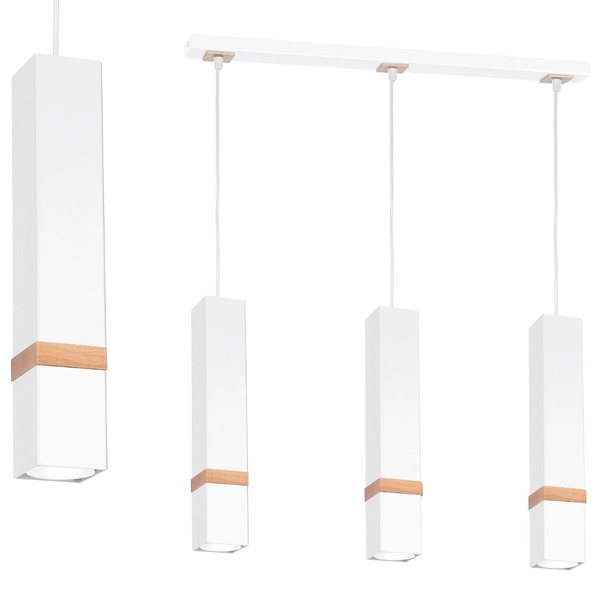 LAMPA wisząca VIDAR MLP5409 Milagro prostokatna OPRAWA metalowy ZWIS skandynawski na listwie biały