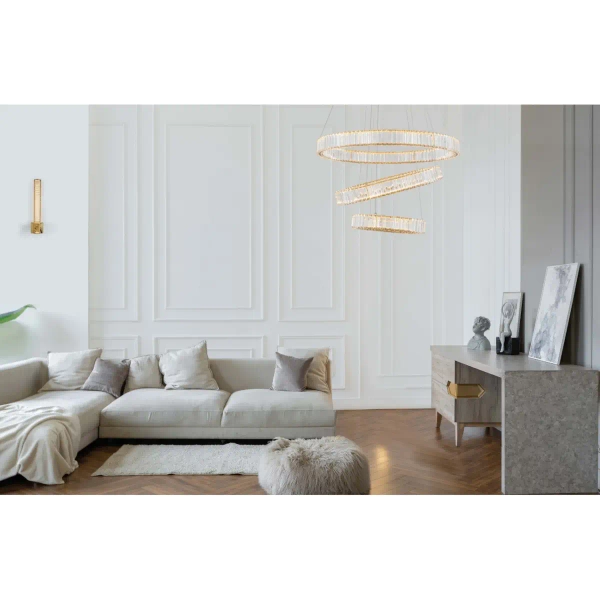 Kryształowy kinkiet Bauta złoty LED 19W 3500K lampa do sypialni