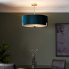 Lampa wisząca z abażurem Hayfield 95839 Endon do sypialni zielona złota