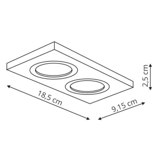 Sufitowa LAMPA podtynkowa METIS LP-2780/2RS BK Light Prestige metalowa OPRAWA prostokątny WPUST regulowany czarny