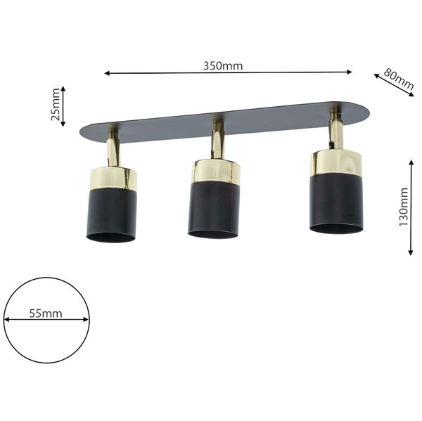 Regulowana LAMPA sufitowa JOKER MLP6125 Milagro metalowe reflektorki do sypialni czarne złote