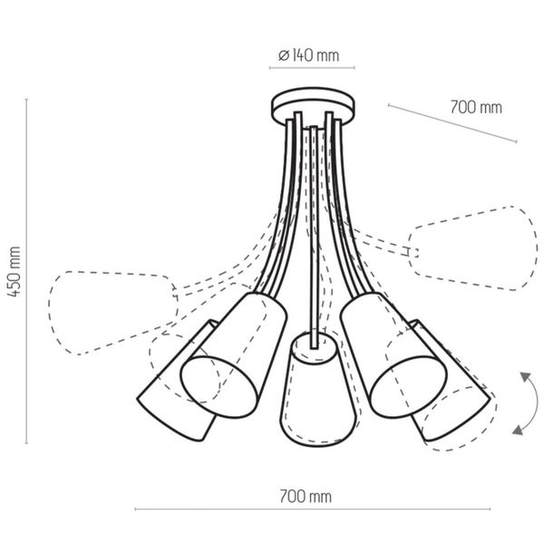 Lampa sufitowa do pokoju dziecięcego Wire 2107 TK Lighting tkaninowa kolorowa
