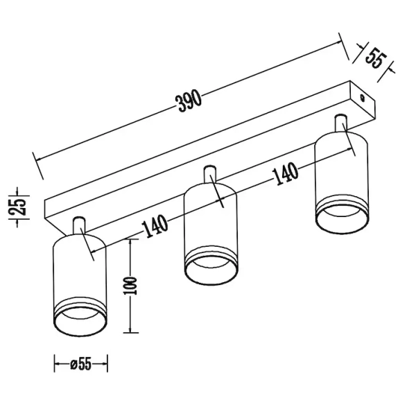 Trójpunktowa lampa przysufitowa Pipe Ring Spot ML2072 na belce biały