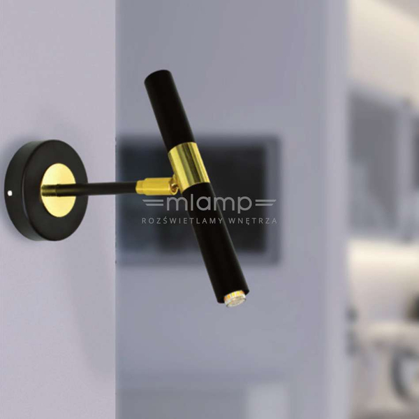 Ścienna lampa loft MONZA MLP6332 metalowa tuba kinkiet regulowany czarny