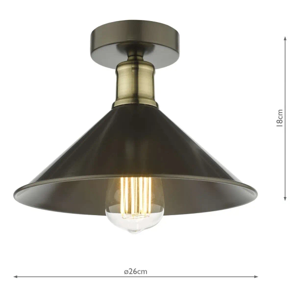 Lampa sufitowa retro Jalen JAL0161 stożek grafitowy mosiądz
