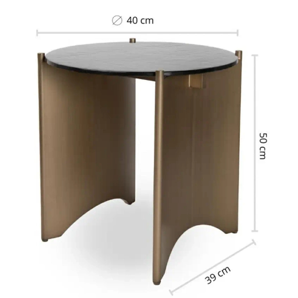 Nowoczesny stolik kawowy MANTA MM001501100396 czarny złoty szklany 50cm