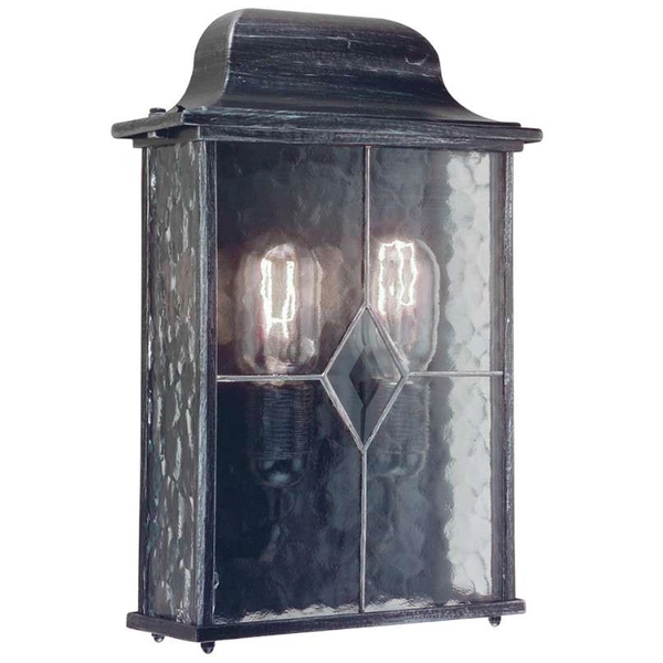 Ścienna LAMPA ogrodowa Wexford WX7 Elstead szklana OPRAWA elewacyjna retro outdoor IP43 czarna srebra przezroczysta