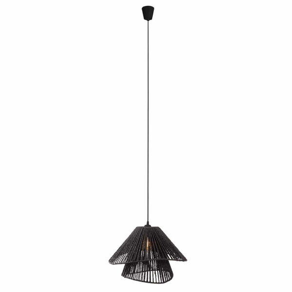 Zwisająca lampa boho Amalfi P0580 Maxlight sznurek japandi czarna