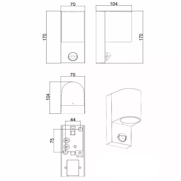 Kinkiet na ścianę ZARO 69803/01/30 Lucide IP65 z czujnikiem czarna