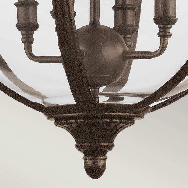 Kulista lampa wisząca Adams FE-ADAMS-4P-BRZ Feiss ball przezroczysta brąz