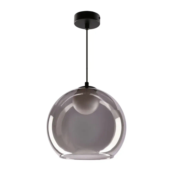 Lampa szklana wisząca nad wyspę Brin 31-38333 ball do sypialni przydymiona
