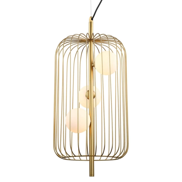 Druciana LAMPA wisząca HAYDEN MDM-3934/3 GD Italux metalowa OPRAWA industrialna szklane kule balls złota