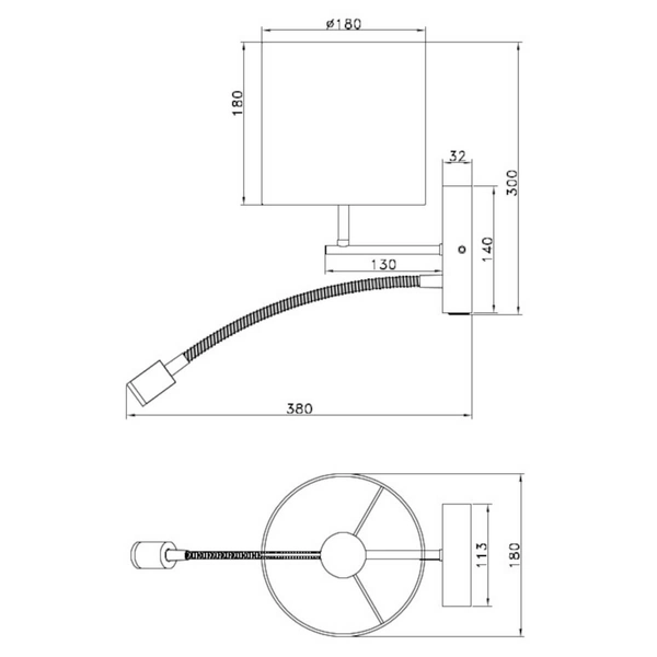 Kinkiet abażurowy ELDRA DL236212879 LED 3,1W 3000K drewniany czarny beżowy