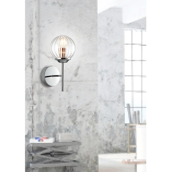 Szklany kinkiet ścienny Best 21-67234 kula chrom przezroczysty
