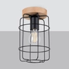 Sufitowa lampa druciana Gotto SL.1262 Sollux metalowa czarna drewniana