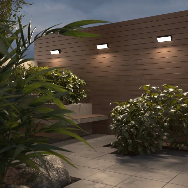 Prostokątna lampa ścienna Brick O436WL-L20GF3K LED 20W 3000K IP54 grafit