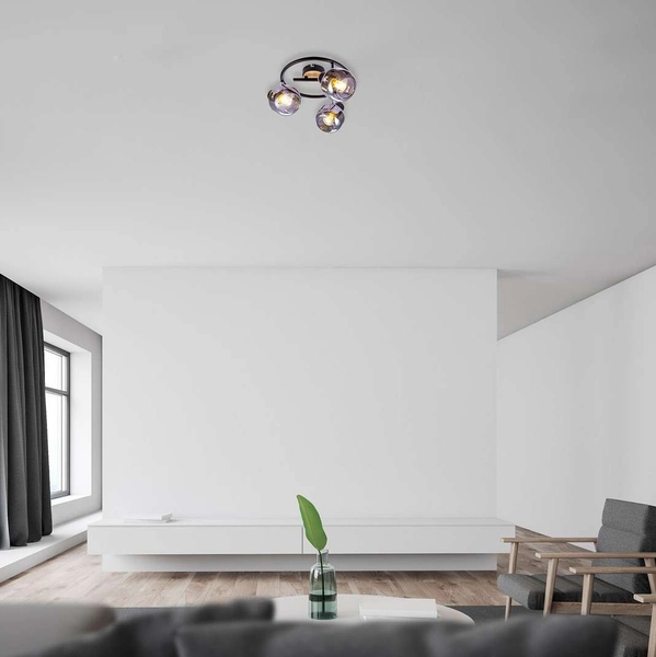 Sufitowa LAMPA plafon SALAZAR 5399 Rabalux szklana OPRAWA reflektorki regulowane czarne drewniane