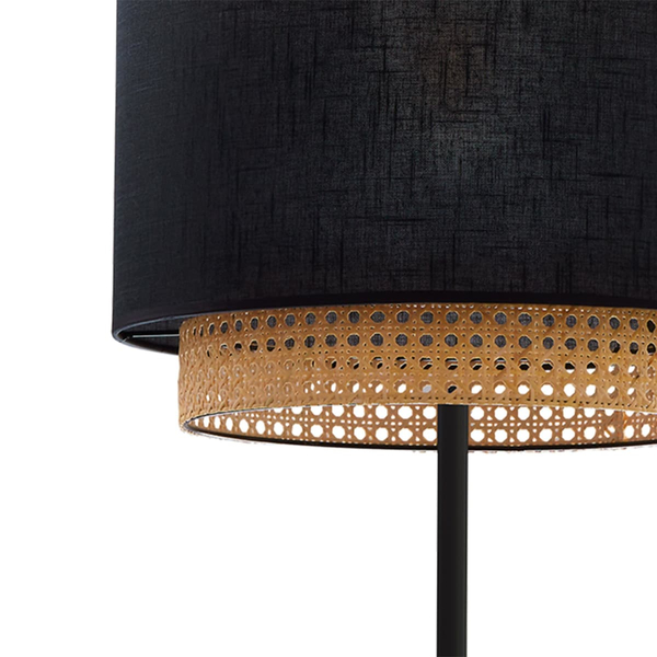 Lampa podłogowa ratanowa Boho 5568 TK Lighting ażurowa czarna słomkowa