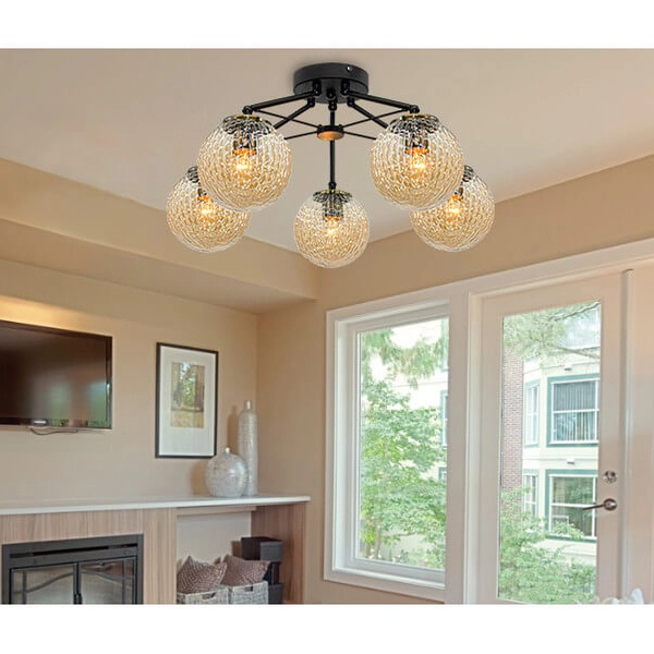 Modernistyczna LAMPA sufitowa Rosa 2100/5 BLACK Elem szklana OPRAWA loftowa balls czarna