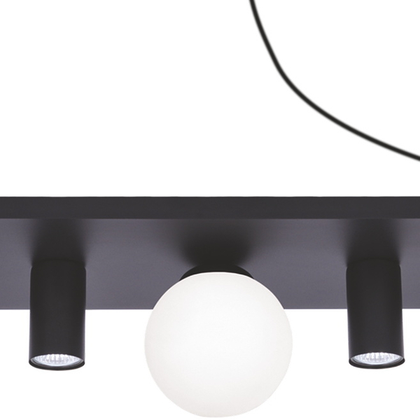 Lampa wisząca Plant Shelf 5555 Zumaline półka na rośliny kule czarne białe