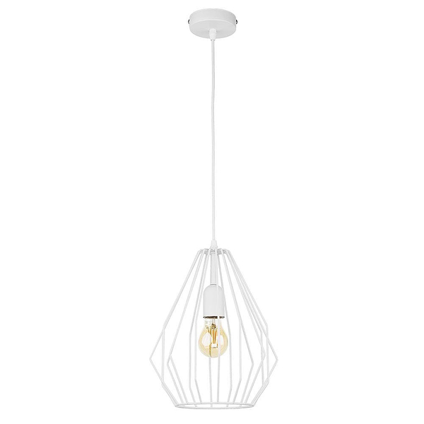 Lampa wisząca industrialna Brylant 2223 TK Lighting druciana klatka biała