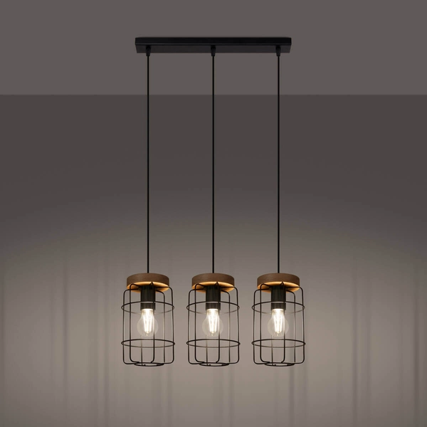 Potrójna lampa wisząca Gotto SL.1264 loft na listwie czarna