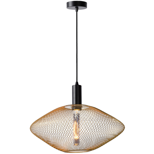 Industrialna LAMPA wisząca MESH 21423/45/02 Lucide loftowa OPRAWA metalowy ZWIS druciany złoty