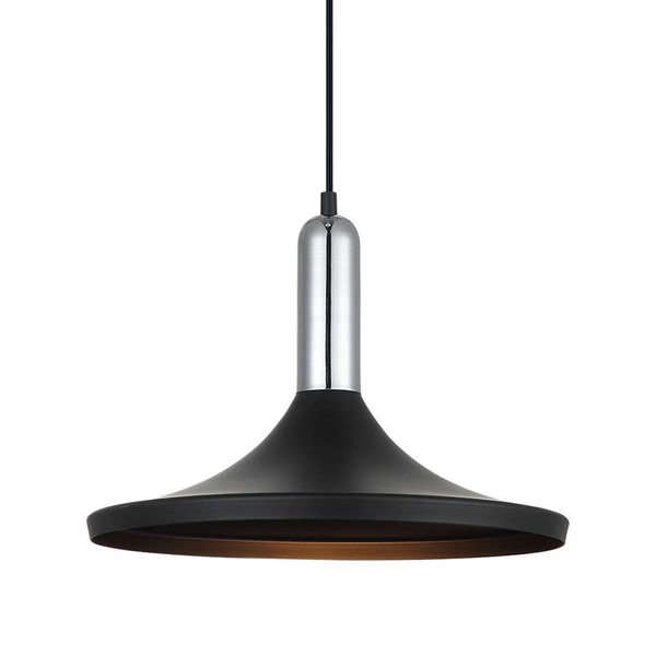 Industrialna LAMPA wisząca LUSTY MDM-3027/1 BK+CR Italux metalowa OPRAWA zwis loft chrom czarny