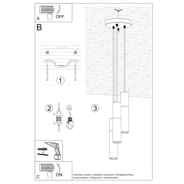 Nowoczesna lampa wisząca SL.1080 kaskada tuby szare białe